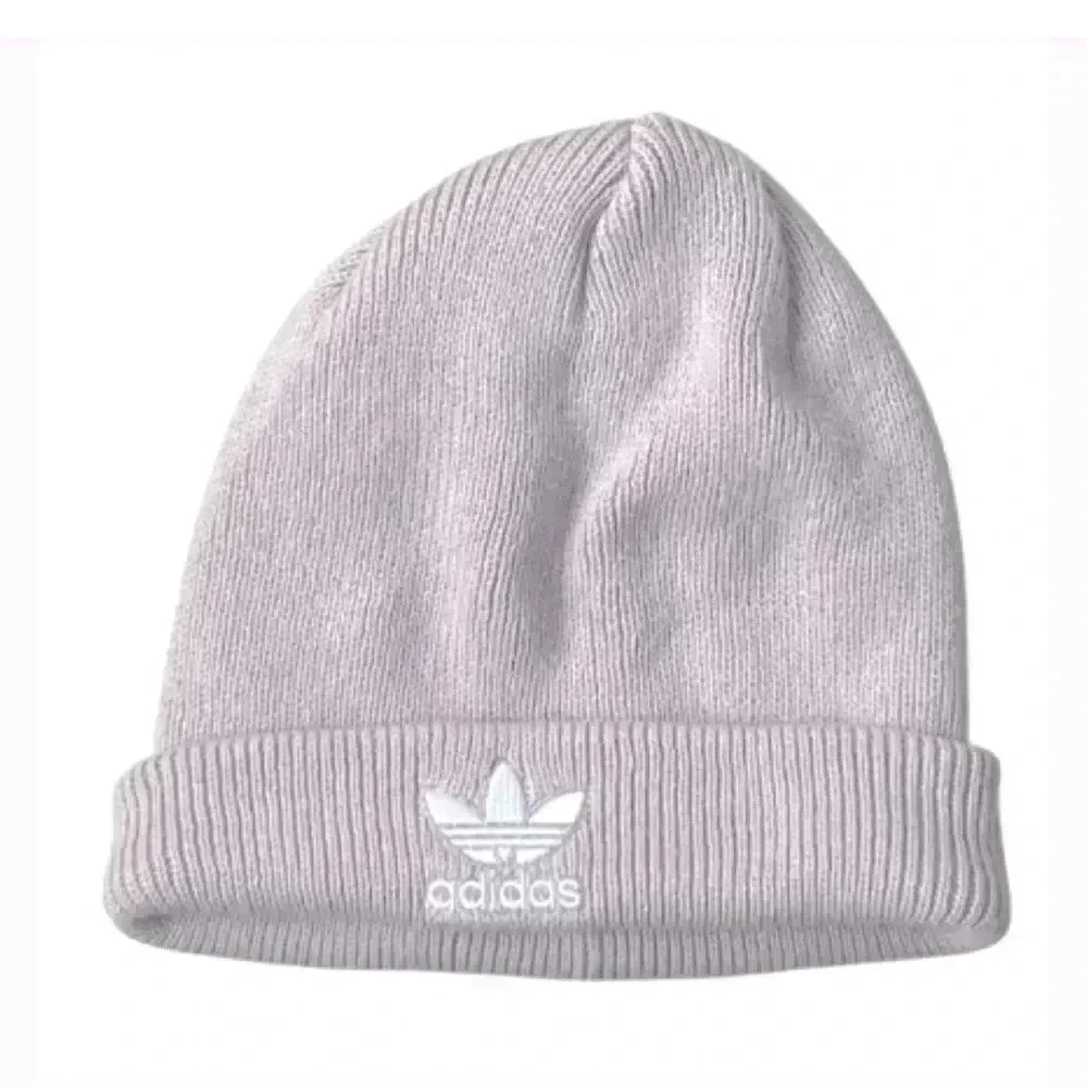 ADIDAS TREFOIL LAVENDER‎ PURPLE BEANIE  HAT STRETCH CUFF STYLE ACRYLIC